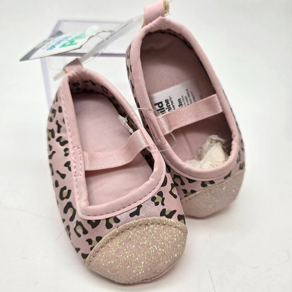 Baby Girls Pink Leopard Print Ballet Flat Shoes 0-3M NWT JJ3733 - Picture 7 of 7
